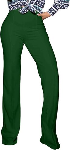 Women's High Waisted Stretchy Bootcut Pull On Dress Pants Casual Work Pants Fitted Trousers in Kuwait