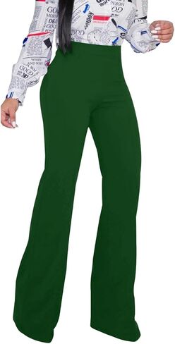 Women's High Waisted Stretchy Bootcut Pull On Dress Pants Casual Work Pants Fitted Trousers in Kuwait