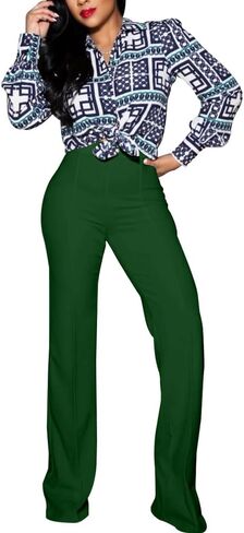 Women's High Waisted Stretchy Bootcut Pull On Dress Pants Casual Work Pants Fitted Trousers in Kuwait