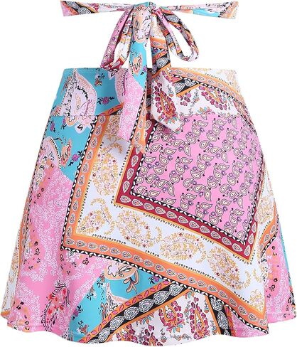 ZAFUL Women's High Waisted Bikini Ruched Ruffle Mini Swim Skirts with Short 2025 Tummy Control Tankini Bottoms Only in Saudi Arabia