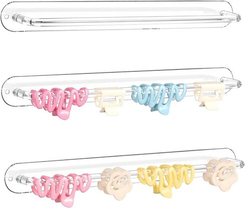 SNOWSTAR Acrylic Claw Clip Organizer, 3PCS Wall Holder and Storage, Hair Clip Display Clear Stand for Women and Girls in Kuwait
