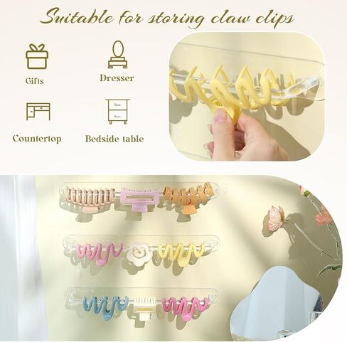 SNOWSTAR Acrylic Claw Clip Organizer, 3PCS Wall Holder and Storage, Hair Clip Display Clear Stand for Women and Girls in Kuwait