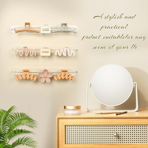 SNOWSTAR Acrylic Claw Clip Organizer, 3PCS Wall Holder and Storage, Hair Clip Display Clear Stand for Women and Girls in Kuwait