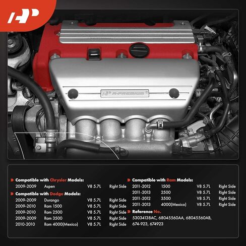 A-Premium Right Exhaust Manifold Kit W/Gaskets, Bolts & Nuts [5.7L] Compatible with Ram 1500 3500 2011-2012, 2500 4000 2011-2013 & Dodge Ram 1500 2500, Ram 3500, Ram 4000, Durango & Chrysler Aspen in Saudi Arabia