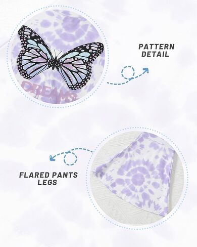CARETOO Girls Summer Outfit Poster Girl Matching Sister 2pcs Sets Printed t-Shirt + Flare Leg Pants For 3-8 Years in Saudi Arabia