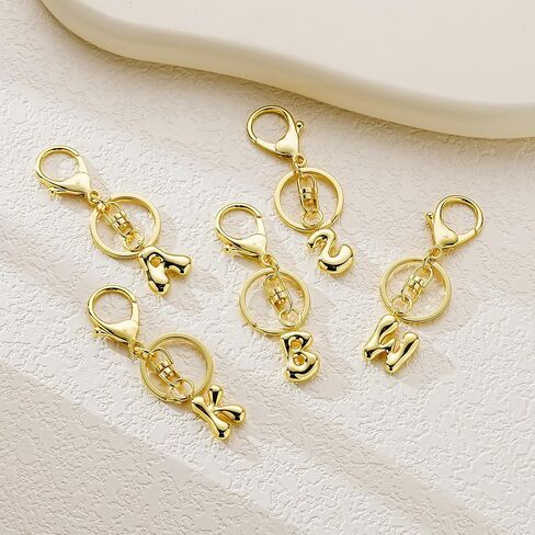 Kainier Gold Bubble سلسلة المفاتيح الأولية للنساء حقيبة سحر المحفظة الرئيسية الأبجدية حقائب اليد القلادة هدية هدية in Kuwait