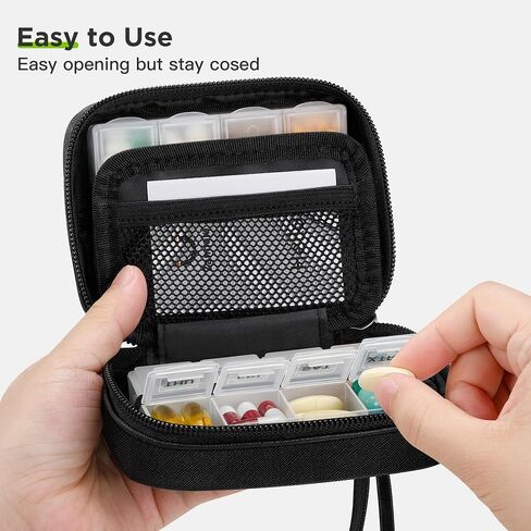 Zannaki Cute Pill Organizer for Purse with Two Removable 7-Day Pill Box, Travel PU Leather Pill Case, Portable Weekly Pill Container with Storage Bag to Hold Vitamins, Fish Oils, Supplements (Pink) in Saudi Arabia