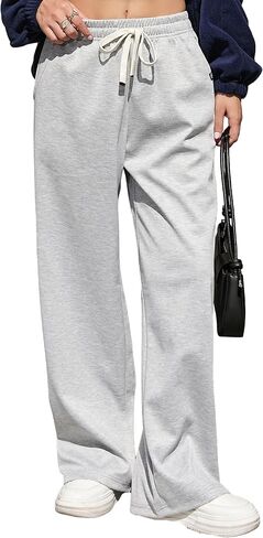 Wide Leg Sweatpants Women High Waisted Drawstring Pants with Slanted Hand Pockets 2025 Spring Fall in Saudi Arabia