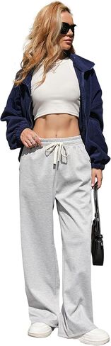 Wide Leg Sweatpants Women High Waisted Drawstring Pants with Slanted Hand Pockets 2025 Spring Fall in Saudi Arabia