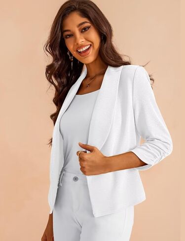 سترة نسائية قصيرة بأكمام 3/4 خفيفة الوزن ومفتوحة من الأمام مناسبة للعمل كاجوال مقاس S-XL in Kuwait