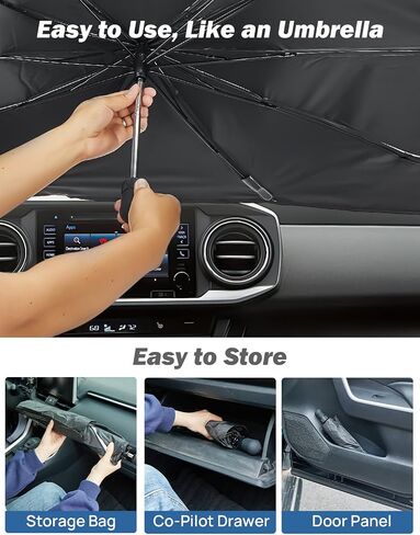 joytutus windshield sunshade smbrella for Dodge RAM 2010-2025 ، غطاء حماية أشعة الشمس الداخلية للسيارات ، طلاء كتلة UV الفضي من التيتانيوم ، حماية عزل حرارة النافذة الأمامية in Kuwait