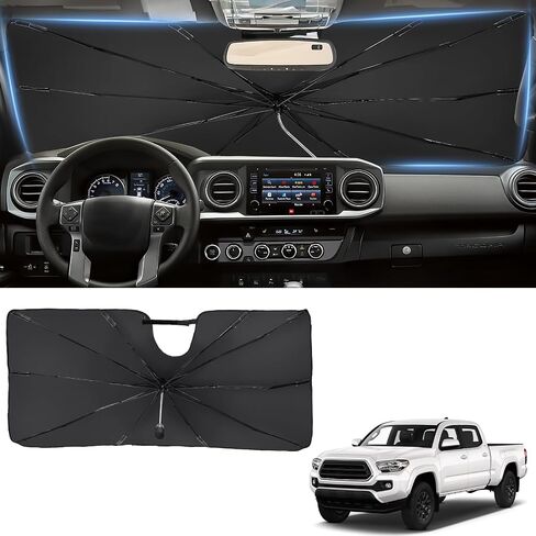 joytutus windshield sunshade smbrella for Dodge RAM 2010-2025 ، غطاء حماية أشعة الشمس الداخلية للسيارات ، طلاء كتلة UV الفضي من التيتانيوم ، حماية عزل حرارة النافذة الأمامية in Kuwait