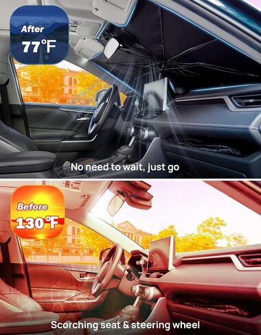 joytutus windshield sunshade smbrella for Dodge RAM 2010-2025 ، غطاء حماية أشعة الشمس الداخلية للسيارات ، طلاء كتلة UV الفضي من التيتانيوم ، حماية عزل حرارة النافذة الأمامية in Saudi Arabia