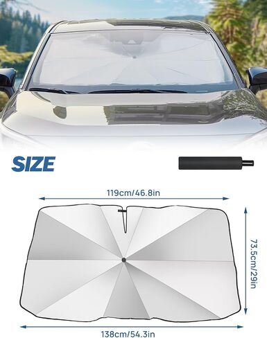 joytutus windshield sunshade smbrella for Dodge RAM 2010-2025 ، غطاء حماية أشعة الشمس الداخلية للسيارات ، طلاء كتلة UV الفضي من التيتانيوم ، حماية عزل حرارة النافذة الأمامية in Saudi Arabia