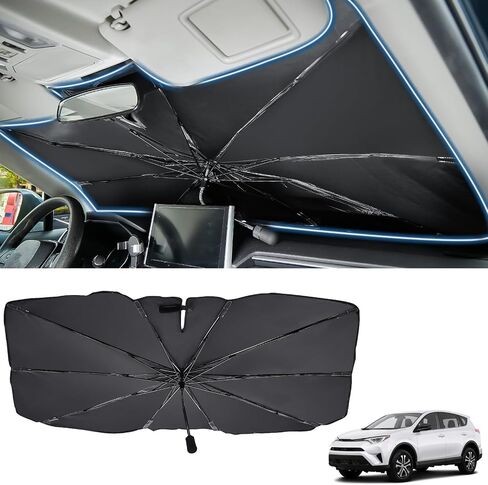 joytutus windshield sunshade smbrella for Dodge RAM 2010-2025 ، غطاء حماية أشعة الشمس الداخلية للسيارات ، طلاء كتلة UV الفضي من التيتانيوم ، حماية عزل حرارة النافذة الأمامية in Saudi Arabia