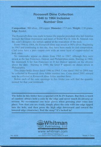 Whitman US Roosevelt Dime Folder Set 1946 to Present Day #’s 9029 9034 9039 in Saudi Arabia