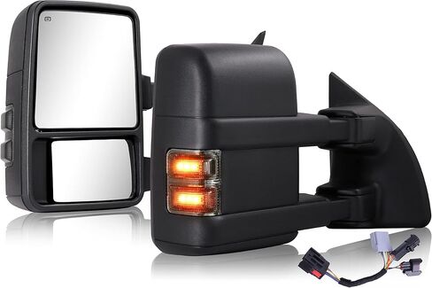 Tow Mirrors Compatible With 1999-2016 Ford F250 F350 F450 F550 Super Duty Truck Power Heated Manual telescoping&folding Pair LED Turn Signal Smoke in Saudi Arabia