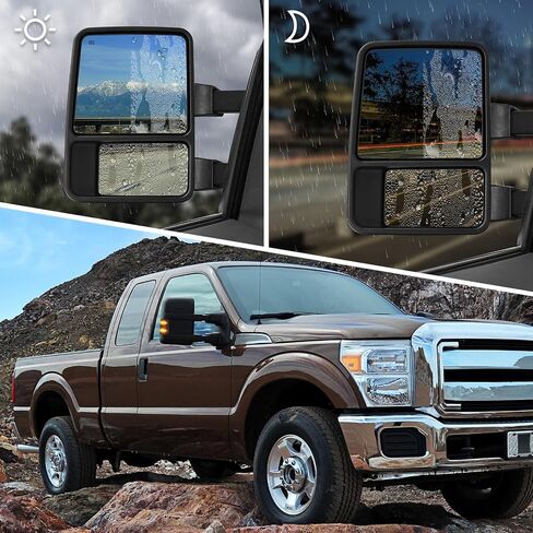 Tow Mirrors Compatible With 1999-2016 Ford F250 F350 F450 F550 Super Duty Truck Power Heated Manual telescoping&folding Pair LED Turn Signal Smoke in Saudi Arabia