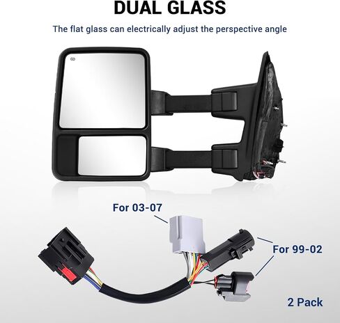 Tow Mirrors Compatible With 1999-2016 Ford F250 F350 F450 F550 Super Duty Truck Power Heated Manual telescoping&folding Pair LED Turn Signal Smoke in Saudi Arabia
