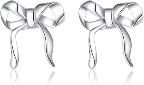 SLUYNZ 925 Sterling Silver Bow Stud Earrings for Women Teens Bow Ribbon Earrings Stud Bowknot Earrings in Saudi Arabia