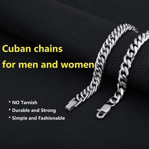 2Pcs Silver Gold Black Cuban Link Bracelet for Men Stainless Steel Cuban Link Chain Bracelet Set 7.5/8.3/9 Inches in Saudi Arabia