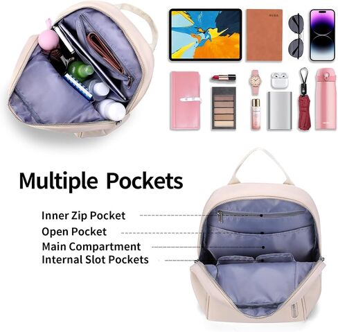 HOMIEE Mini Backpack Purse for Women Girls Light Weight Small Cute Backpacks Waterproof Shoulder Bag Casual Travel Daypack (Beige) in Saudi Arabia