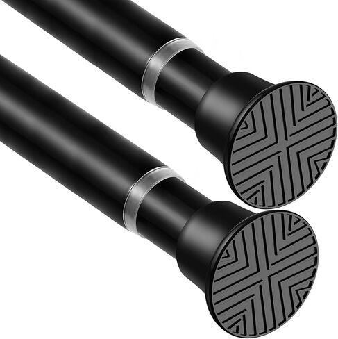 2 Pack Black Spring Tension Curtain Rods 23-46 Inch Adjustable Expandable Spring Loaded Curtain Rods No Drilling Suitable for Small Short Tension Rods Doors, Windows, Closet in Saudi Arabia