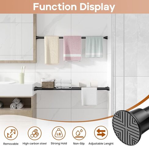 2 Pack Black Spring Tension Curtain Rods 23-46 Inch Adjustable Expandable Spring Loaded Curtain Rods No Drilling Suitable for Small Short Tension Rods Doors, Windows, Closet in Saudi Arabia