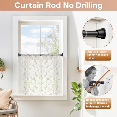 2 Pack Black Spring Tension Curtain Rods 23-46 Inch Adjustable Expandable Spring Loaded Curtain Rods No Drilling Suitable for Small Short Tension Rods Doors, Windows, Closet in Saudi Arabia