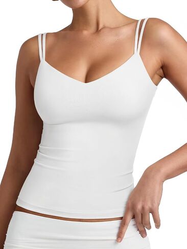 Pinkmstyle Women Sexy v Tank Tank أعلى بلا أكمام مزدوجة مبطنة ضئيلة نحيفة الصيف مزدوجة الحزام in Kuwait
