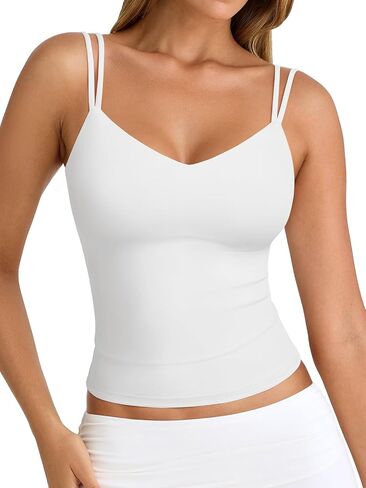 Pinkmstyle Women Sexy v Tank Tank أعلى بلا أكمام مزدوجة مبطنة ضئيلة نحيفة الصيف مزدوجة الحزام in Kuwait