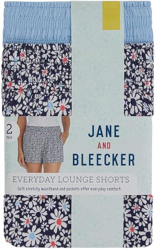 Jane and Bleecker 2 Pack Lightweight Lounge Sleep Shorts (Heather Gray/Pink Floral, Large) in Saudi Arabia
