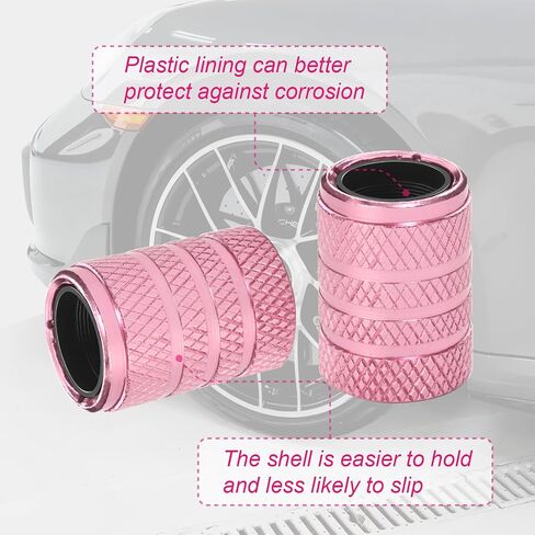 Tire Valve Stem Caps 5 pcs Premium Stainless Steel & Aluminum Alloy, Universal Fit for Cars/Trucks/Motorcycles/Bikes, Anti-Corrosion, Dustproof & Waterproof Air Valve Caps (Pink, Universal) in Saudi Arabia