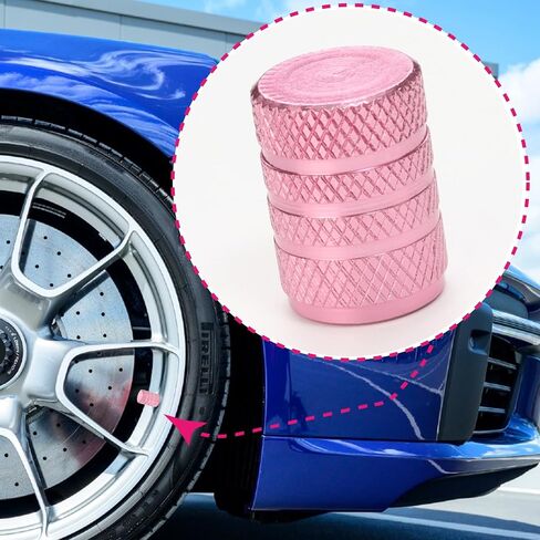 Tire Valve Stem Caps 5 pcs Premium Stainless Steel & Aluminum Alloy, Universal Fit for Cars/Trucks/Motorcycles/Bikes, Anti-Corrosion, Dustproof & Waterproof Air Valve Caps (Pink, Universal) in Saudi Arabia