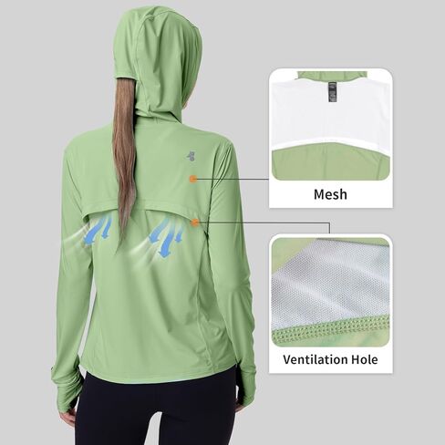 Womens Sun Protection Hoodie SPF Jacket Lightweight Full Zip Up Summer UV UPF 50+ with Pockets Thumb Hole in Kuwait