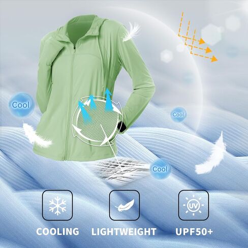 Womens Sun Protection Hoodie SPF Jacket Lightweight Full Zip Up Summer UV UPF 50+ with Pockets Thumb Hole in Kuwait