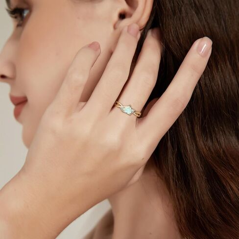 SHINYSO 14K Gold Plated Wedding Bands for Women Heart Cut Opal Promise Love Rings Cubic Zirconia CZ Engagement Ring for Women Size 4-10 in Saudi Arabia