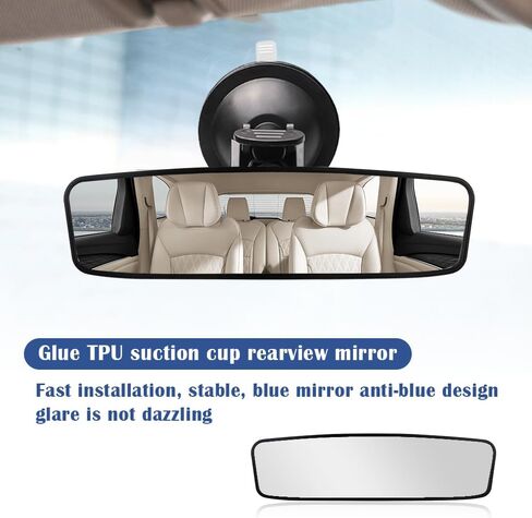 Suction Cup Rear View Mirror for Car,HD Wide Angle Car Mirror with Anti Glare & 360° Adjustable Design,Multifunctional Car Truck SUV Boat Rear View Mirror Extender for Safe Driving (White) in Saudi Arabia