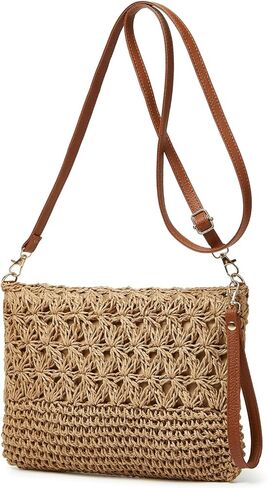 Square Bag Straw Beach Bags For Women Rattan Purse Summer Straw Crossbody Handmade Raffia Bag Handbag Purse Shoulder Bag 2025 in Saudi Arabia