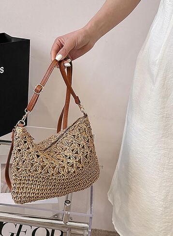 Square Bag Straw Beach Bags For Women Rattan Purse Summer Straw Crossbody Handmade Raffia Bag Handbag Purse Shoulder Bag 2025 in Saudi Arabia