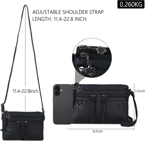 Angel Kiss Small Crossbody Bag for Women Leather Crossbody Purse Triple Compartments Cell Phone Purse Shoulder Bags for Women in Saudi Arabia