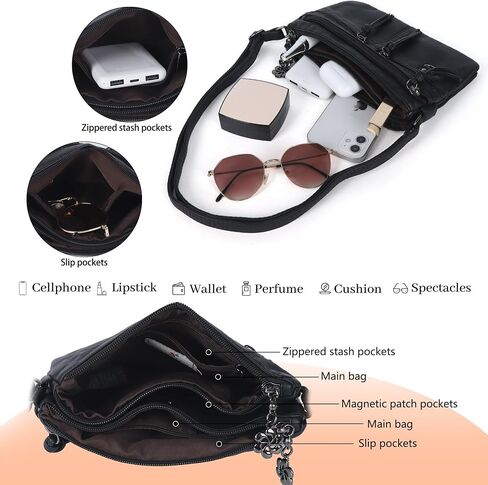 Angel Kiss Small Crossbody Bag for Women Leather Crossbody Purse Triple Compartments Cell Phone Purse Shoulder Bags for Women in Saudi Arabia