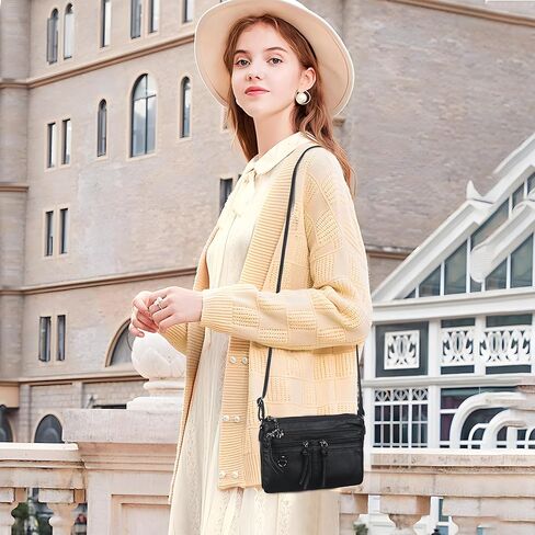 Angel Kiss Small Crossbody Bag for Women Leather Crossbody Purse Triple Compartments Cell Phone Purse Shoulder Bags for Women in Saudi Arabia