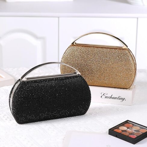 Women's Fashion Top Handle Rhinestone Beaded Evening Bag Clutch Handbag in Saudi Arabia