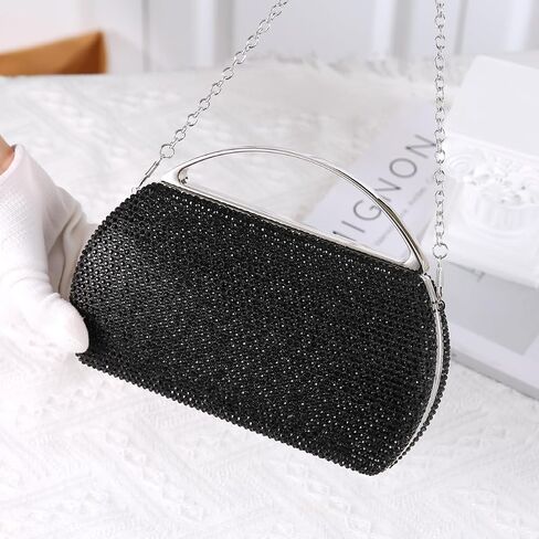 Women's Fashion Top Handle Rhinestone Beaded Evening Bag Clutch Handbag in Saudi Arabia