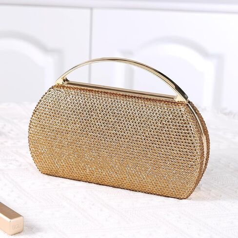 Women's Fashion Top Handle Rhinestone Beaded Evening Bag Clutch Handbag in Saudi Arabia