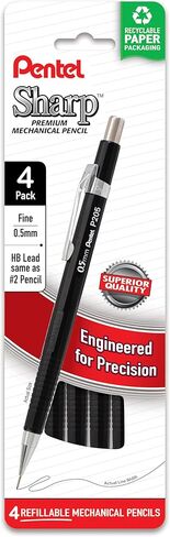 Pentel Sharp Mechanical Pencil, (0.9mm), Bold Line, Yellow Barrel, Pack of 4 (P209PF4G) in Saudi Arabia