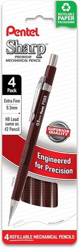 Pentel Sharp Mechanical Pencil, (0.9mm), Bold Line, Yellow Barrel, Pack of 4 (P209PF4G) in Saudi Arabia