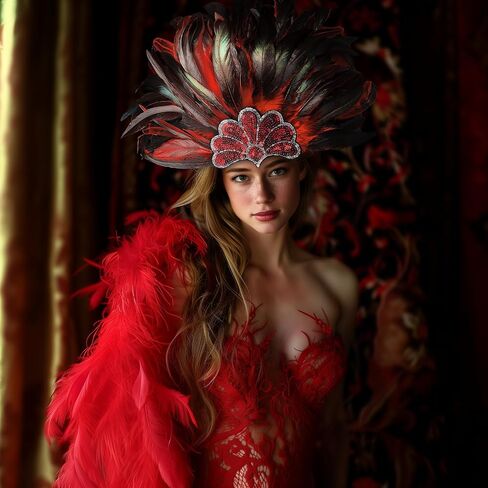 Feather Carnival Headdress Sequin Crown Headpiece Showgirl Costume Accessory in Saudi Arabia