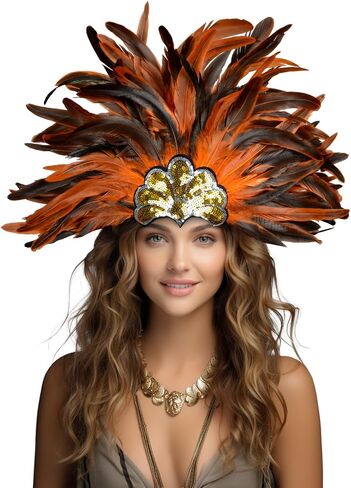 Feather Carnival Headdress Sequin Crown Headpiece Showgirl Costume Accessory in Saudi Arabia
